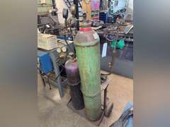 Oxy-Acetylene Welding Setup w/ Tanks, Adapters, Hoses, Cutting/Welding Tips & Cart
