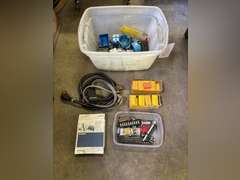 Tote of Assorted Electrical Supplies/ Hardware