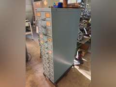 12-Drawer Metal Hardware Organizer on Casters w/ Contents