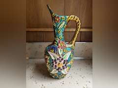 Decorative Floral Vase/Pitcher & Decorative Figure Liquor Bottle