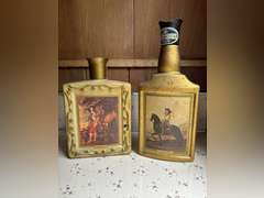 (3) Assorted Antique Liquor Bottles, & Prospector Decoration