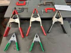 (5) Assorted Spring Clamps & (6) Assorted C-Clamps