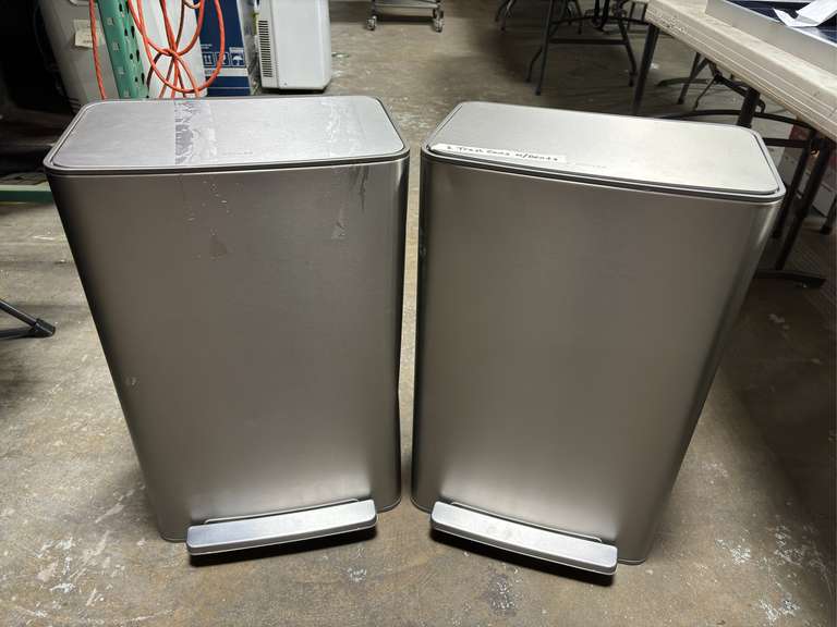 (2) Kohler 47L Stainless Steel Step Trash Cans *Dented