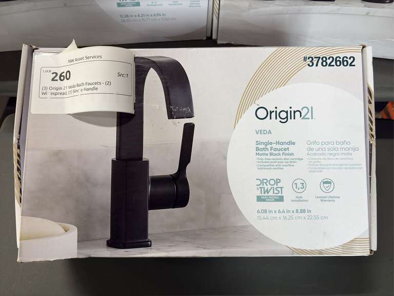 (3) Origin 21 Veda Bath Faucets - (2) Widespread, (1) Single Handle