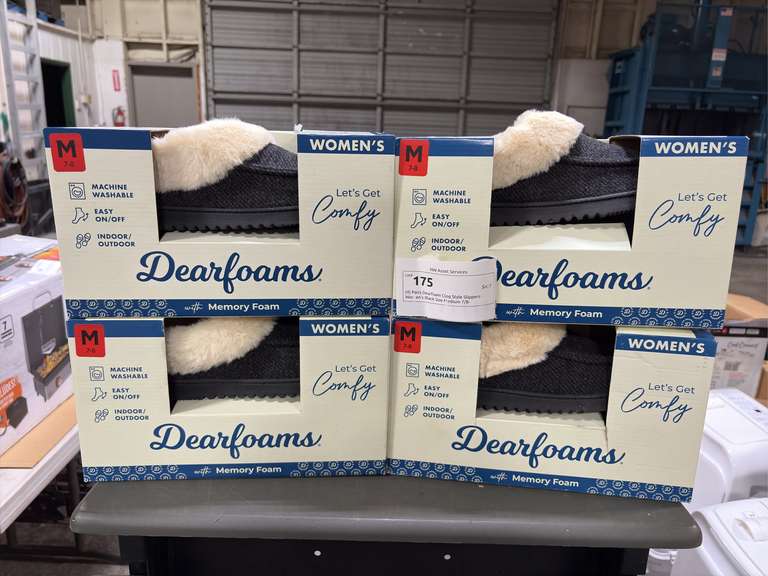 (4) Pairs Dearfoam Clog Style Slippers -Women’s Black Size Medium 7/8-
