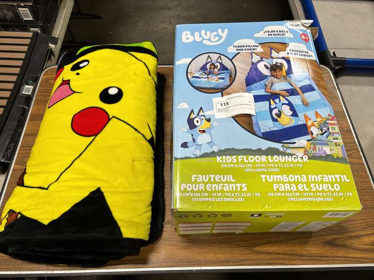 Bluey Kids Floor Lounger & Kids Pokémon Sleeping Bag