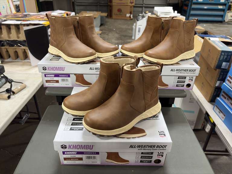 (3) Pairs Khombu Dusk All Weather Ankle Boots -Women’s Brown Size 8-
