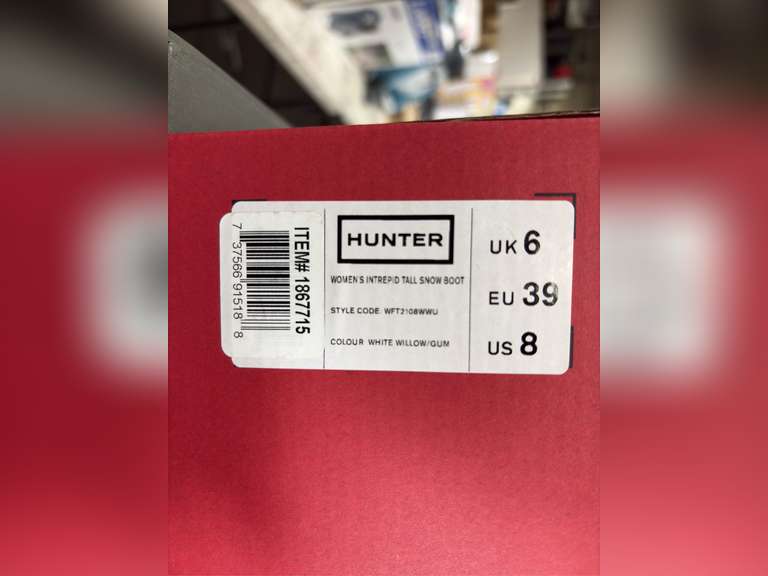Hunter Intrepid Tall Snowboot -Women’s White Willow Size 8- *NIB