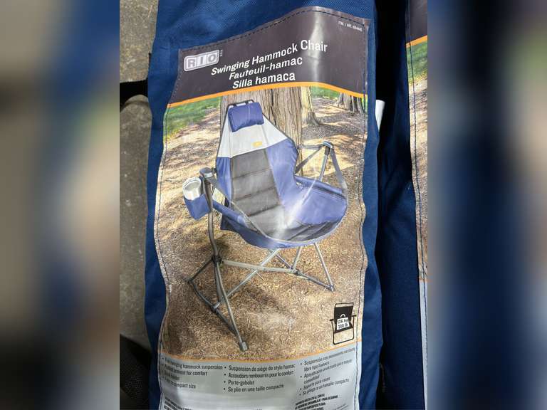 (2) RIO Swinging Hammock Chairs - Blue & White