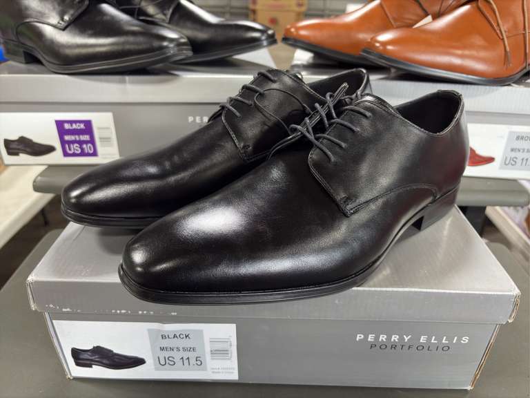 (3) Pairs Perry Ellis Leather Dress Shoes -Men’s Brown Size 11.5 & (2) Black Size 11.5/ 10- *NIB