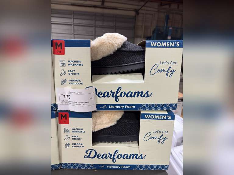 (4) Pairs Dearfoam Clog Style Slippers -Women’s Black Size Medium 7/8-