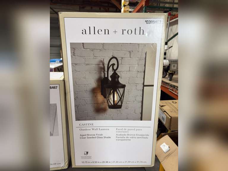 Allen Roth Castine Outdoor Wall Lantern & Allen Roth 13” LED Flushmount Light