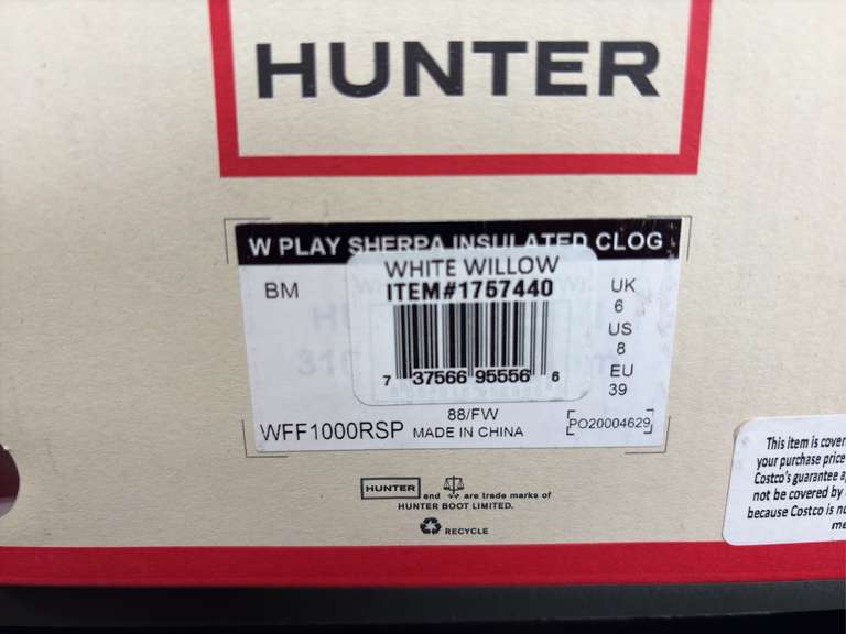 (2) Pairs Hunter Insulated Clogs -Women’s White Willow Size 8 & 9- *NIB