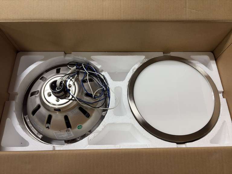 (2) Harbor Breeze Camden 52” Indoor Ceiling Fans - Brushed Nickel, 3 Speed, Espresso & Driftwood Blades