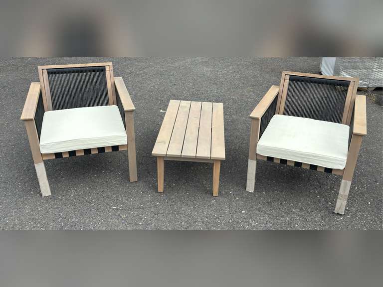 TK Classics - 2 Arm Chairs & 1 Planked Coffee Table Set *NIB