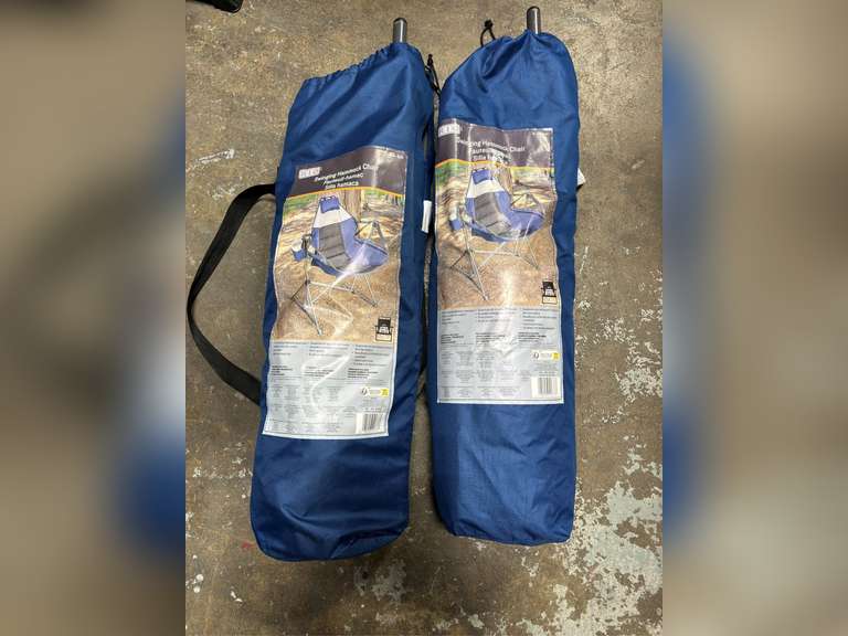 (2) RIO Swinging Hammock Chairs - Blue & White