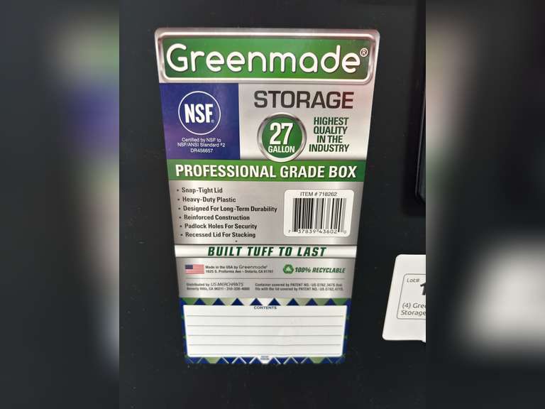 (4) Greenmade 27 Gallon Professional Grade Storage Container w/ Lids