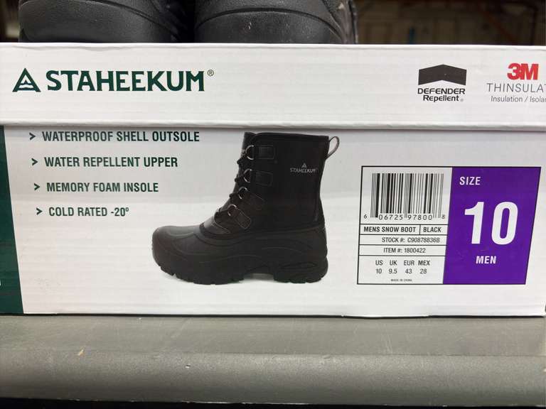 (2) Pairs Staheekum Waterproof Snow Boots -Men’s Black Size 10-