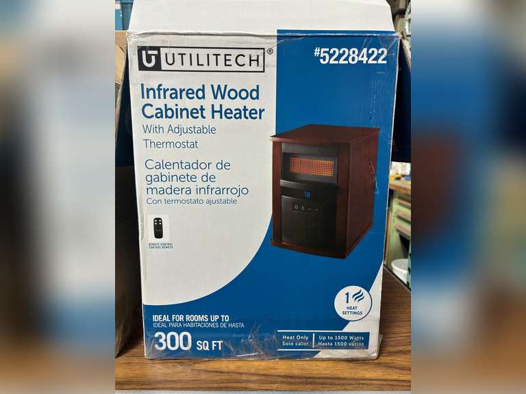 Style Electric Fireplace Log Ser 20.5” & Utilitech Infrared Cabinet Heater w/ Thermostat