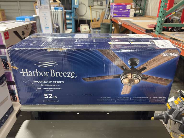 Harbor Breeze Summerville Showroom Series 52” Indoor Ceiling Fans - 8 Function Remote, 3 Speed, Black Finish