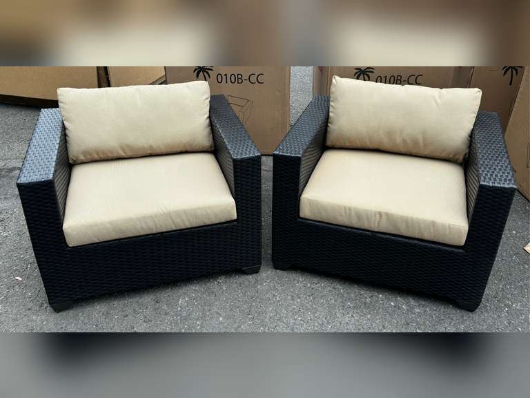 (2) TK CLASSICS BLACK WICKER PATIO CHAIRS *NIB