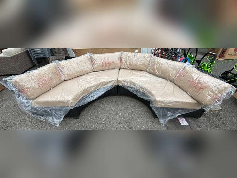 TK CLASSICS BLACK WICKER HALF CIRCLE PATIO COUCH *NIB