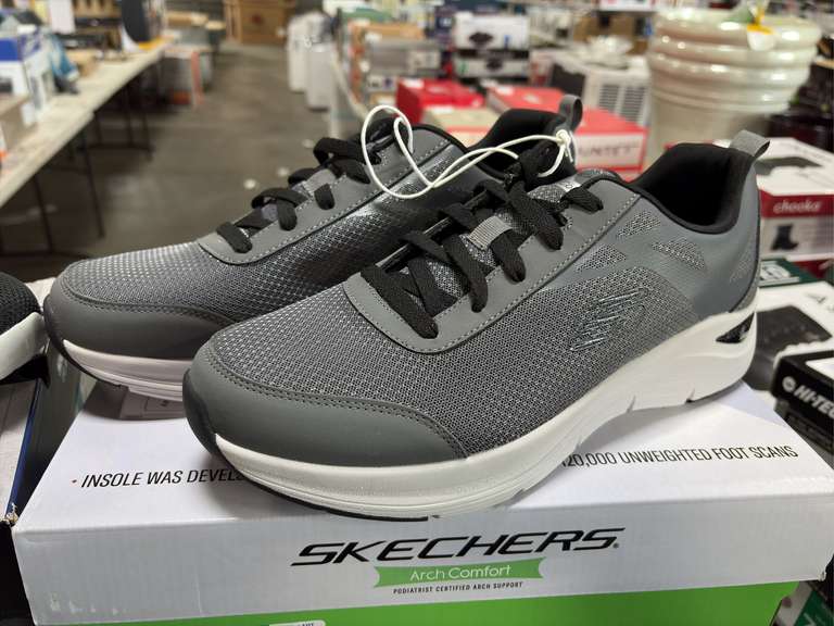 (2) Pairs Sketchers Arch Comfort/Glide Comfort Running Shoes - Men’s Black & Gray Size 12 - *NIB