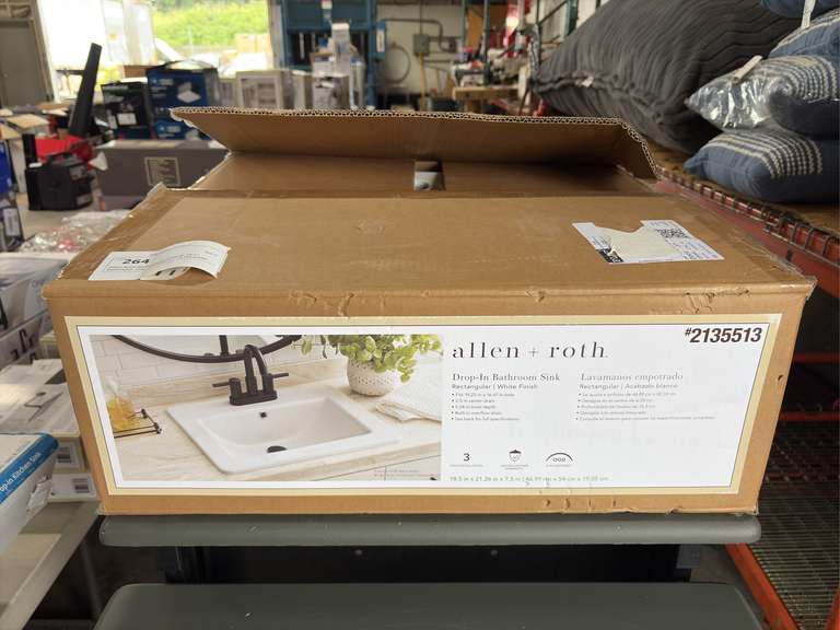 Allen Roth Rectangular Drop-In 18.5" Bathroom Sink - Vitreous China Porcelain