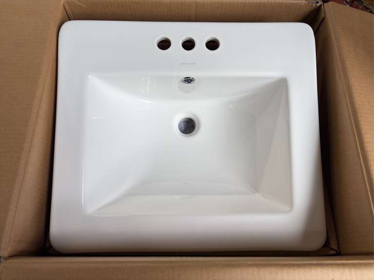 Allen Roth Rectangular Drop-In 18.5" Bathroom Sink - Vitreous China Porcelain