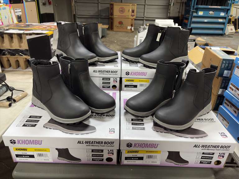(4) Pairs Khombu Dusk All Weather Ankle Boots -Women’s Black Size 6-