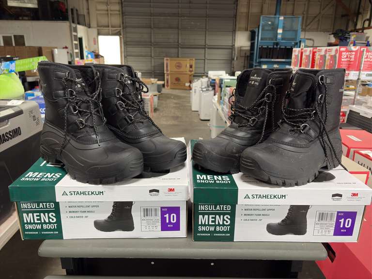 (2) Pairs Staheekum Waterproof Snow Boots -Men’s Black Size 10-