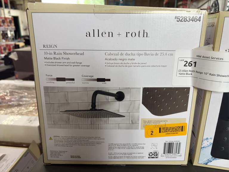 (2) Allen Roth Reign 10" Rain Showerheads - Matte Black