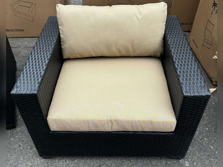 (2) TK CLASSICS BLACK WICKER PATIO CHAIRS *NIB