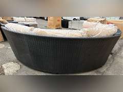 TK CLASSICS BLACK WICKER HALF CIRCLE PATIO COUCH *NIB