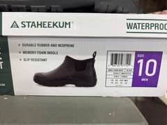 (3) Pairs Staheekum Ankle Waterproof Rain Boots -Men’s Black Size 10-