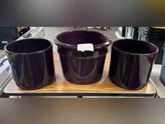 (3) Assorted Ceramic Planters - Wine Red