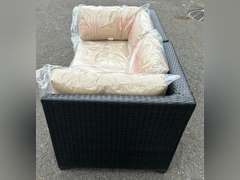 TK CLASSICS BLACK WICKER 2-PIECE SECTIONAL SOFA *NIB