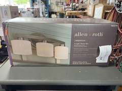 (2) Allen Roth Merington 3-Light Vanity Bar - Nickel Finish, Frosted Glass Covers