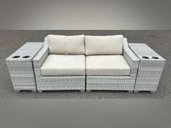 TK CLASSICS LIGHT GRAY 2-PIECE SECTIONAL SOFA w/ (2) CUPHOLDERS *NIB