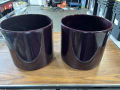 (3) Assorted Ceramic Planters - Wine Red