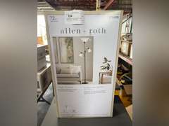 Allen Roth 72” 3-Light Torchiere Lamp - Bronze Finish w/ Glass Shade