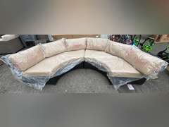TK CLASSICS BLACK WICKER HALF CIRCLE PATIO COUCH *NIB