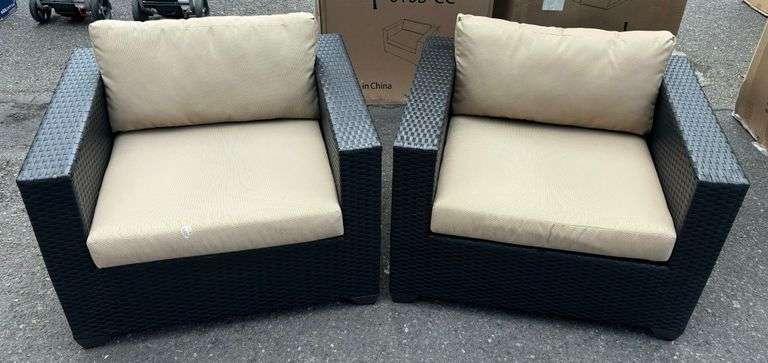 (2) TK Classics Black Wicker Single Patio Chairs *NIB