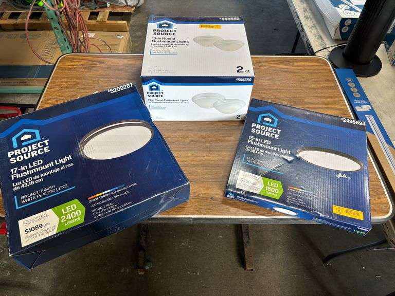 Project Source 13" Round Flushmount Lights, 15" LED Flushmount Light & 17" LED Flushmount Light