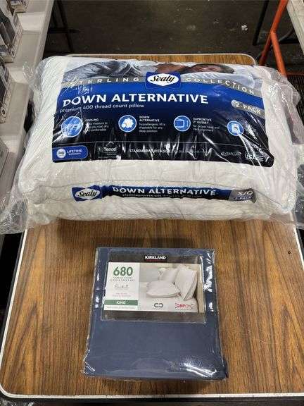 Kirkland Signature King Sheet Set & 2pk Sealy Down Alternative Pillows