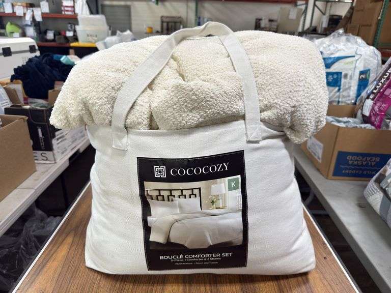 Coco Cozy King 3pc Boucle Comforter Set - White