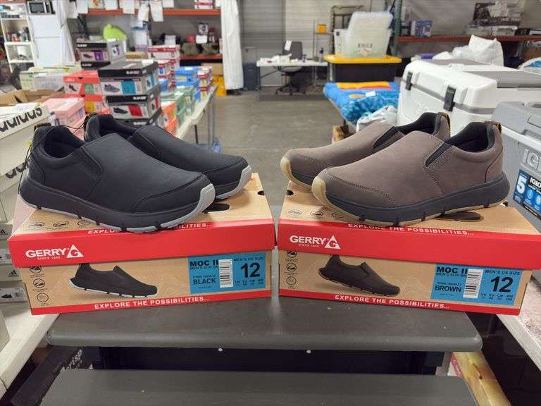 (2) Gerry Moc II Men’s Slip On (Brown Size 12 & Black Size 12)