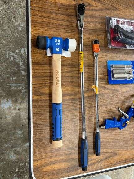 (2) Kobalt Long-Shaft Ratchets, 24oz Mallet, Flooring Cutter, Pressure Gauge, Arrow Riveter, Etc.