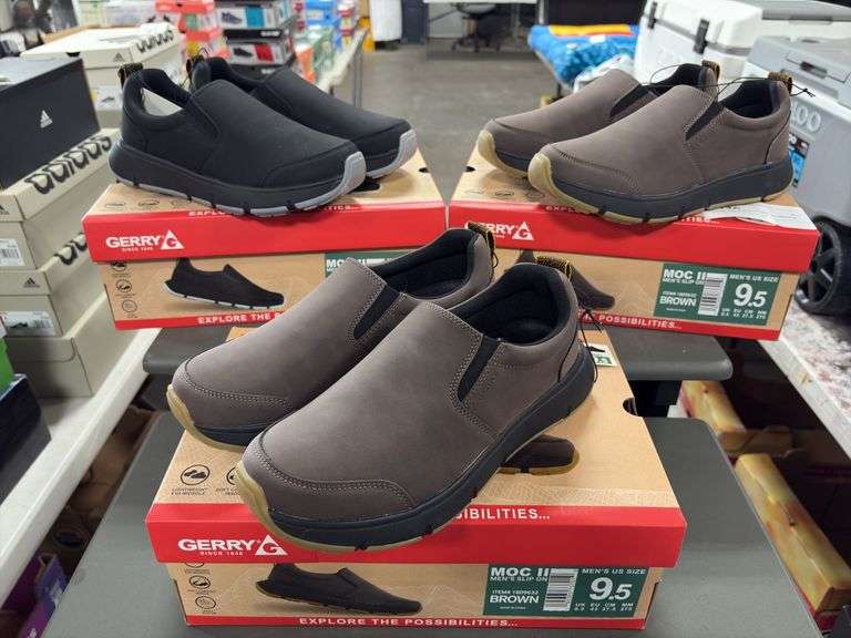 (3) Gerry MOC II Men’s Slip Ons (Black & Brown Size 9.5)