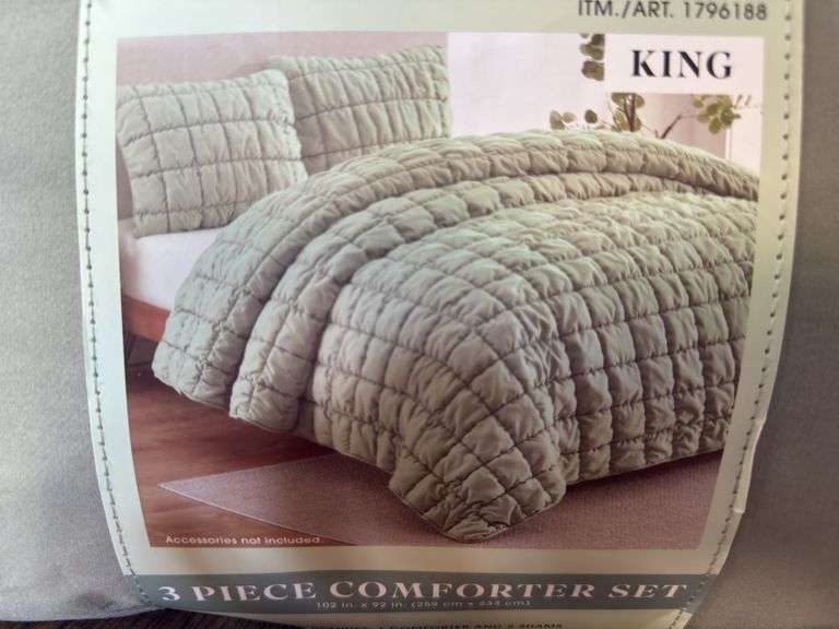 BHF 3pc King Comforter Set - Green